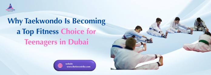 Teenagers practicing taekwondo class in Dubai